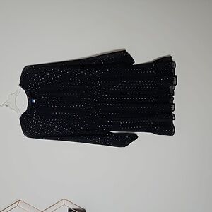 Old navy clip dot black keyhole dress sheer sleeves NWT size M chiffon